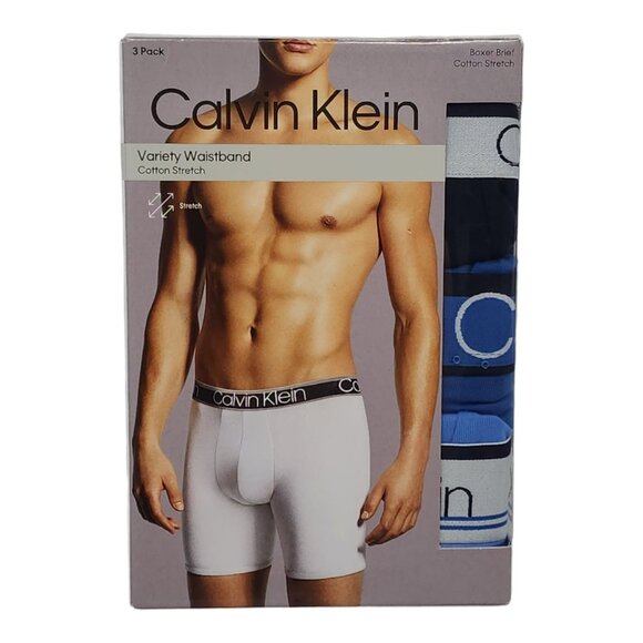 Calvin Klein Mens Boxer Briefs Size XL  3-Pack Variety Waistband Cotton Stretch - Picture 1 of 7